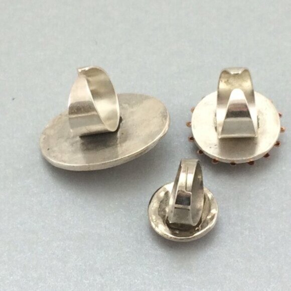 3 Adjustable Costume Rings Red Purple Silvertone Sparkly Ornate Boho Rhinestone - Picture 9 of 13